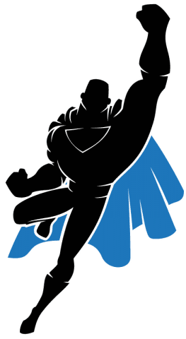 Unlimited WordPress Support Super Hero Jumping into action